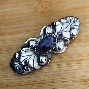 $98  Large Vintage Estate Brooch  Sterling Silver  Marked MEXICO SILVER